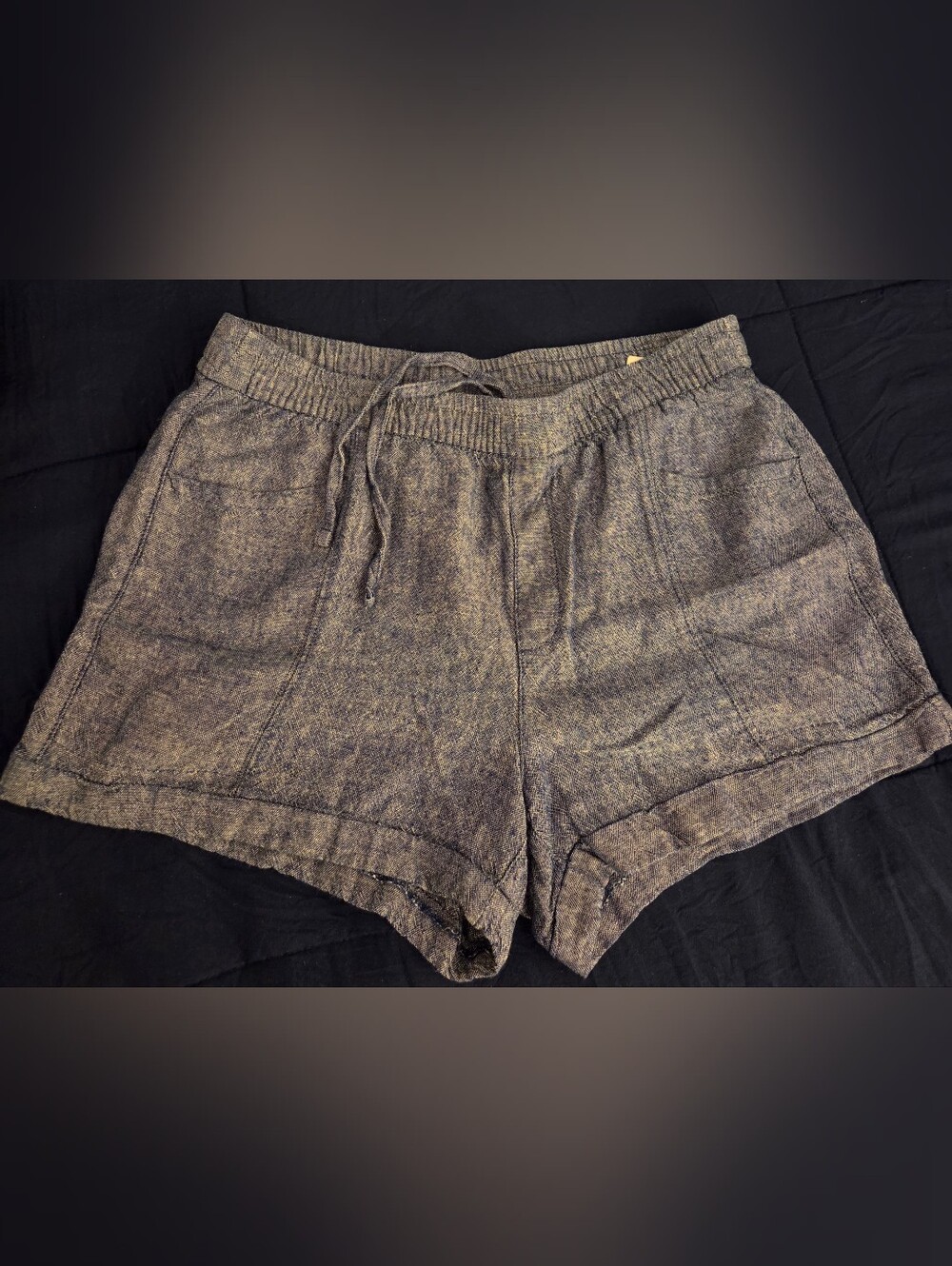 Set Of 3.  Old Navy Medium Linen Blend Shorts-Chambray Blue, Brown & Rusty Red - Picture 3 of 11